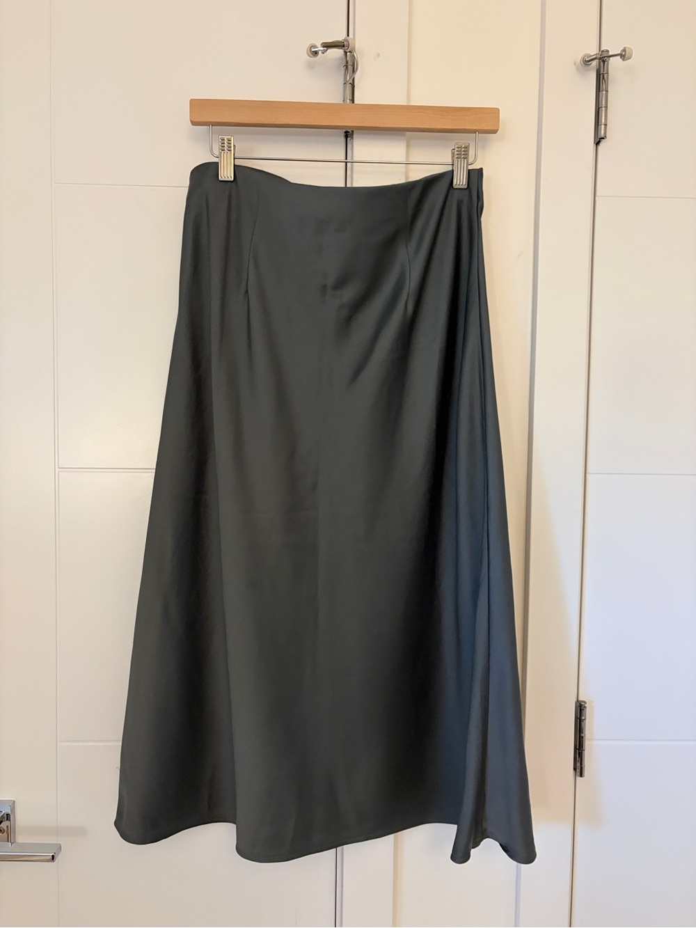 Dynamite Black Satin Midi Skirt